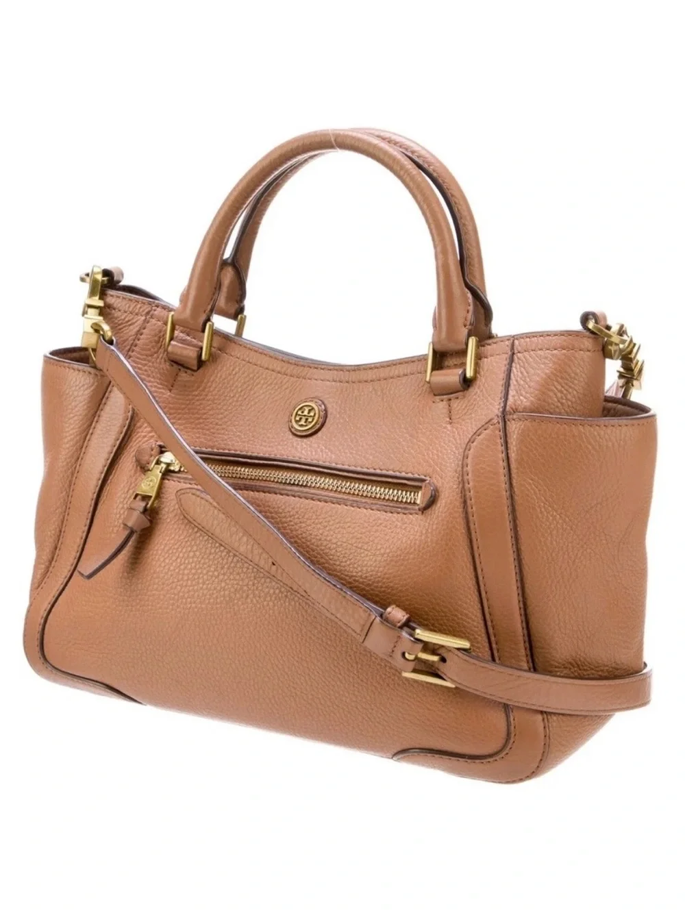Tory Burch Tan Leather Frances Satchel with Detachable Strap